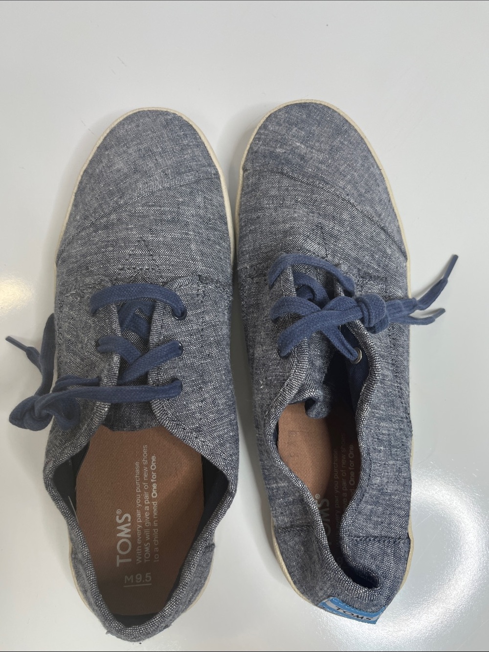 Slip On Sneakers Toms Chambray Blue Canvas Size 9.5